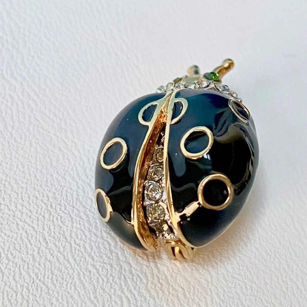 Vintage St. John Gold and Black Enamel Ladybug Brooch RARE - Picture 2 of 8